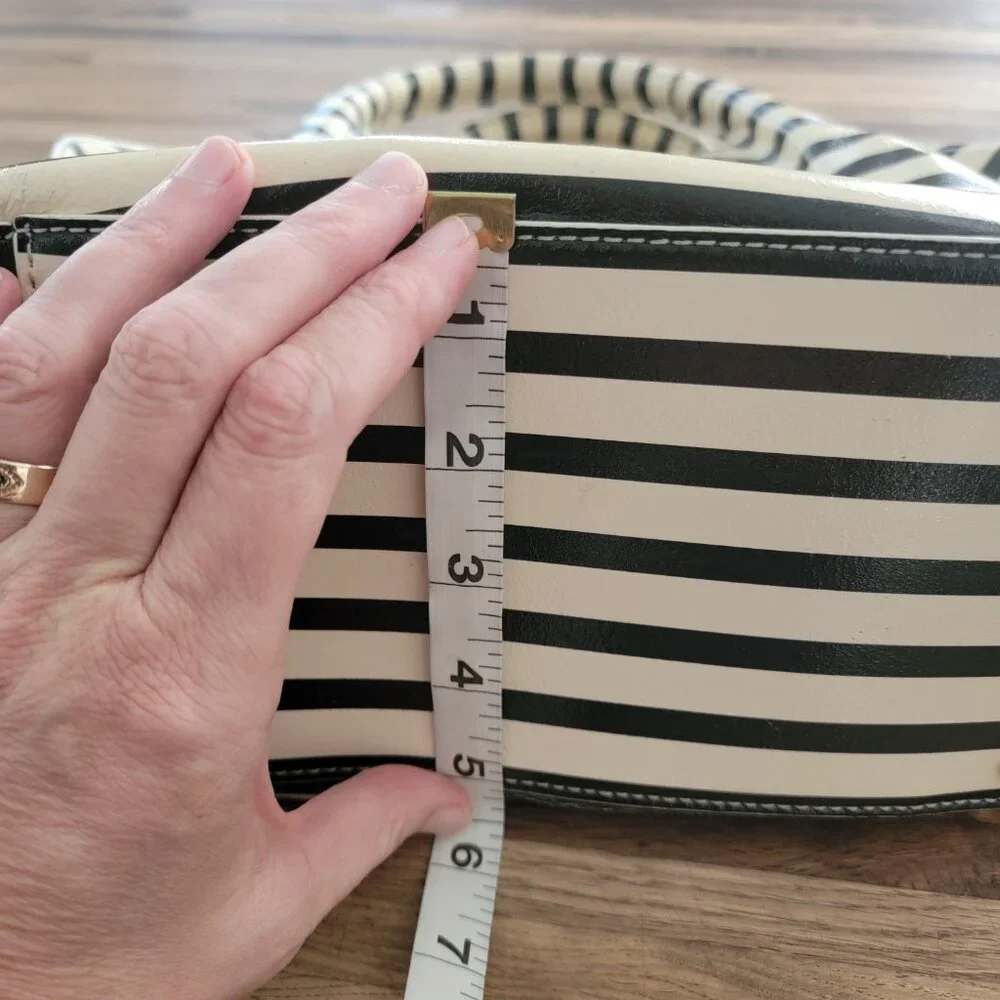 kate spade Black and White Striped Patent Leather Tote